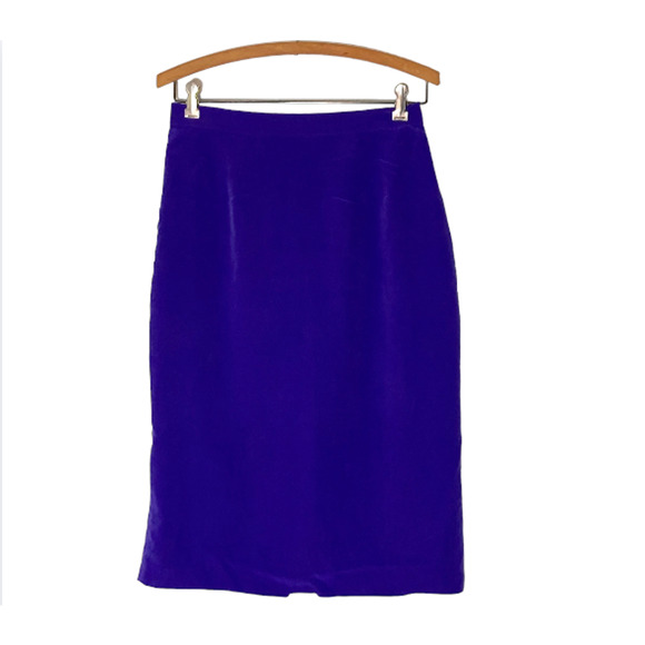 Vintage Purple SILK Skirt - Straight Cut Knee Length Skirt - 28 30 Waist - Picture 2 of 10